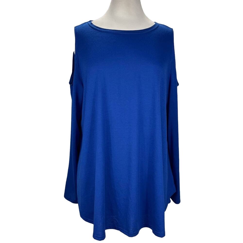 NWT Zanzea Long Sleeve‎ Women's Top Cold Shoulder Blouse Blue 3XL